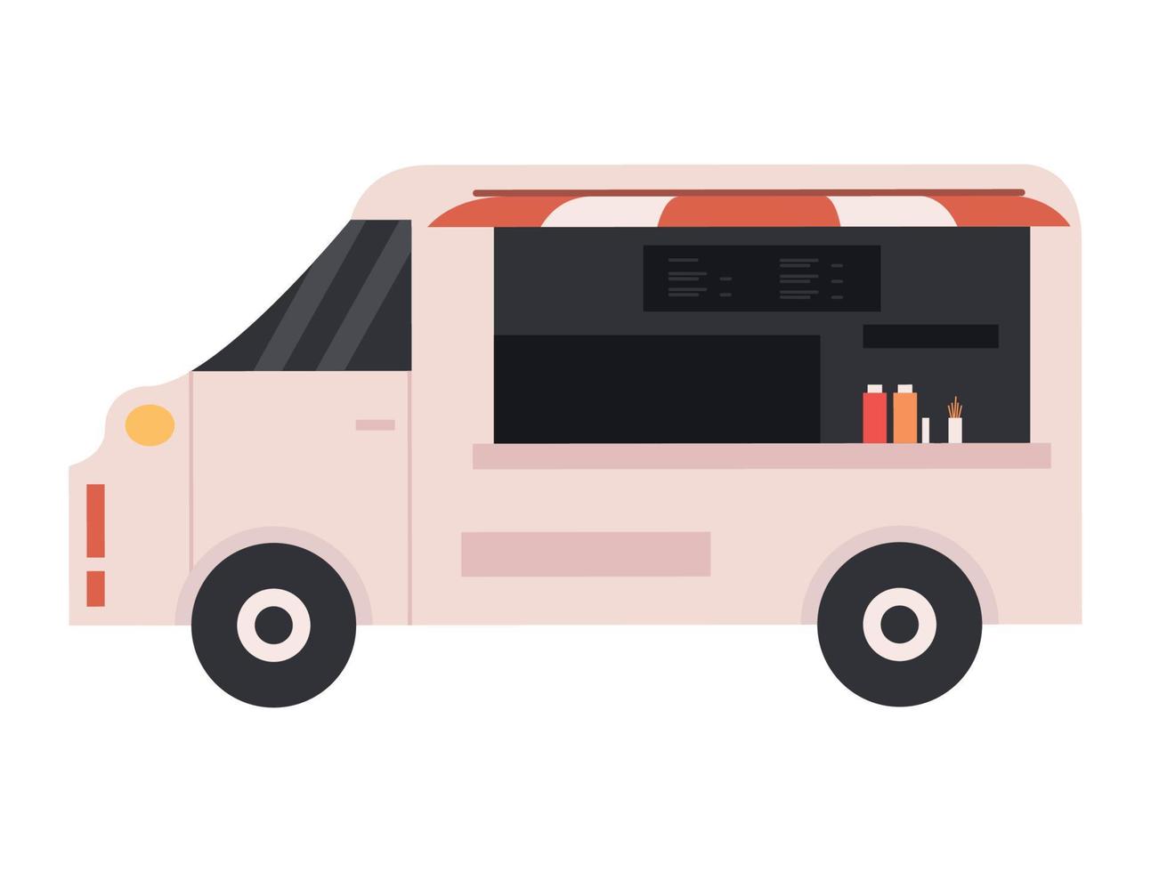 pizza food truck vehicle vector