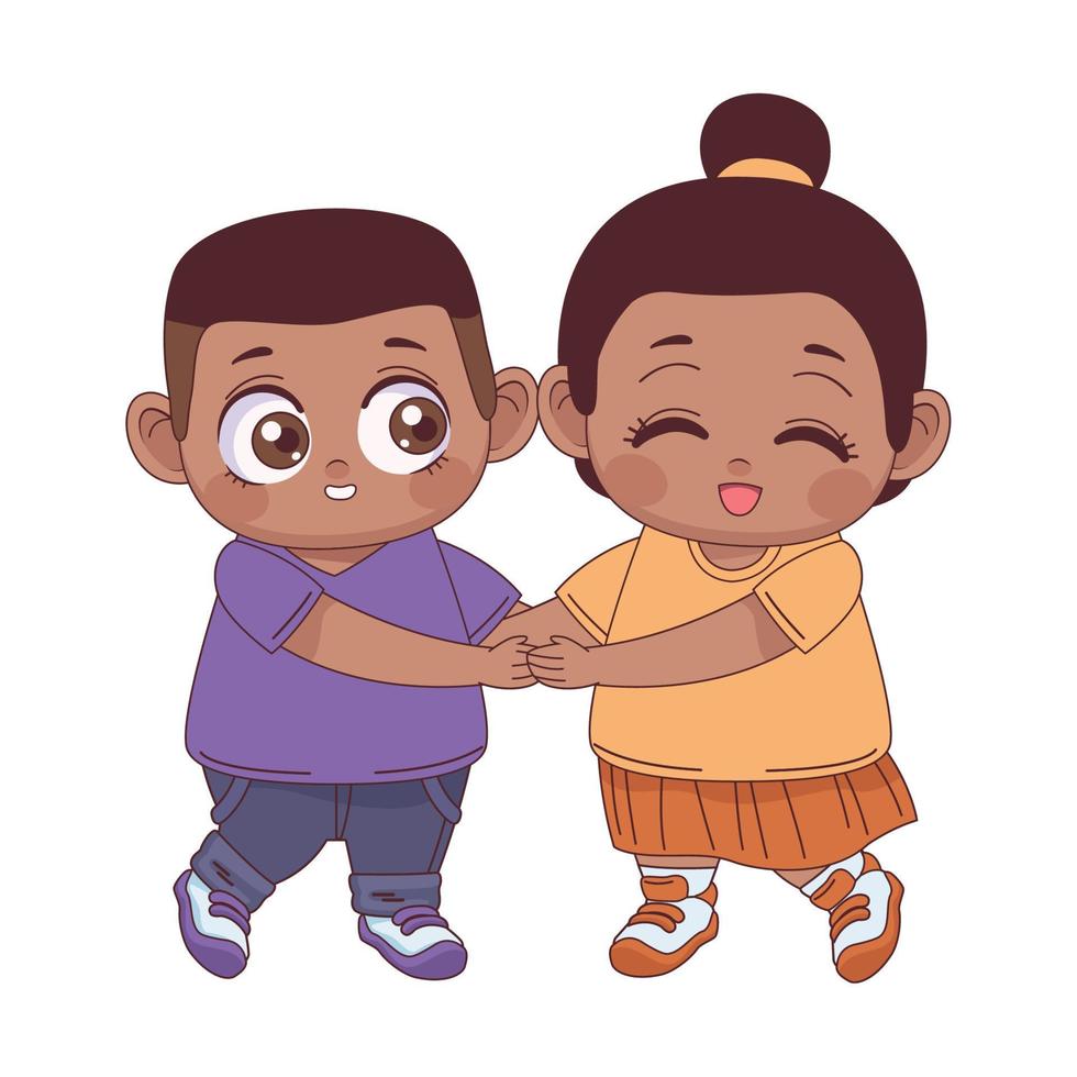 pequeña pareja de amantes afro vector