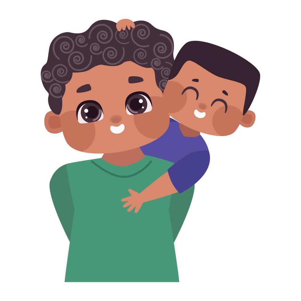 afro father carrying son vector