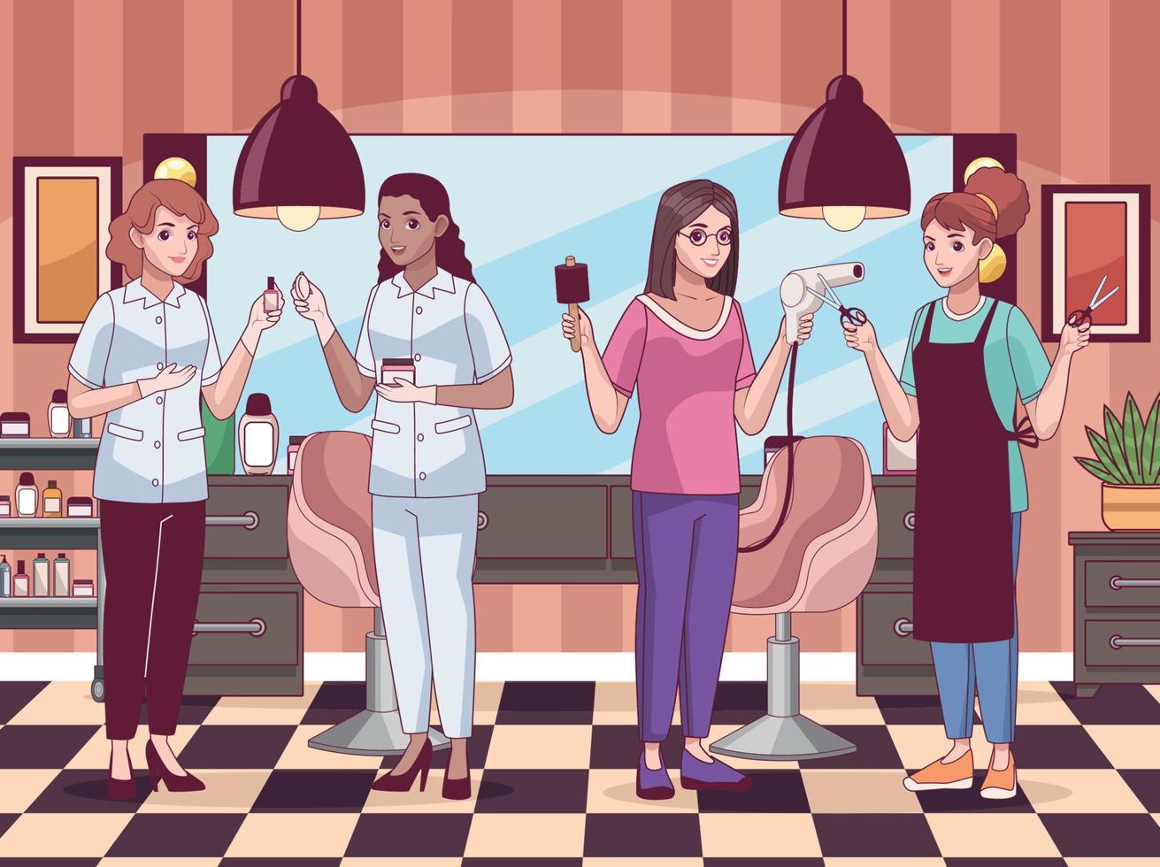 beauty salon workers vector