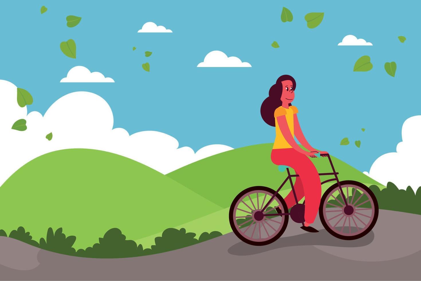 mujer en bicicleta vector