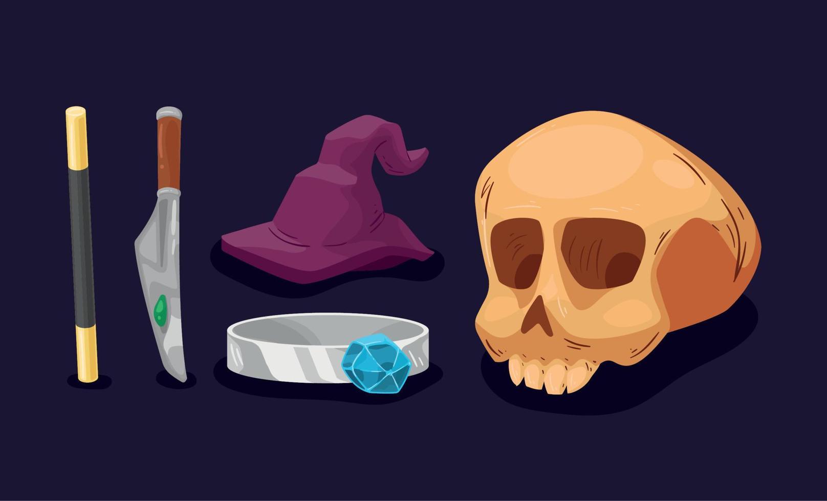 five magic witch icons vector