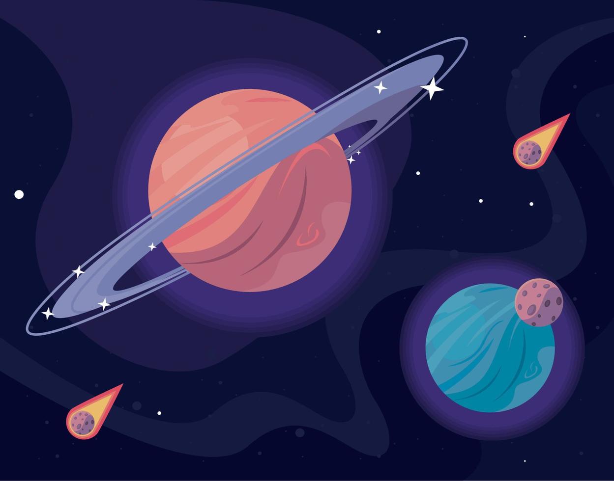 saturn and planets vector