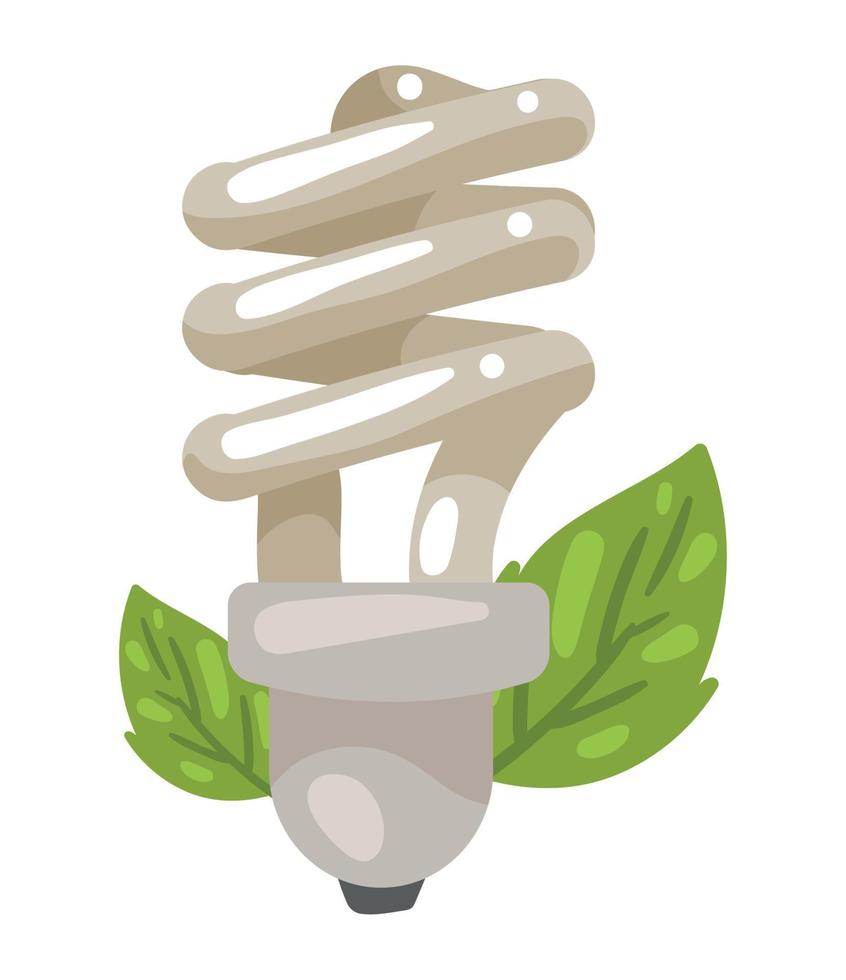 saving bulb with leafs vector