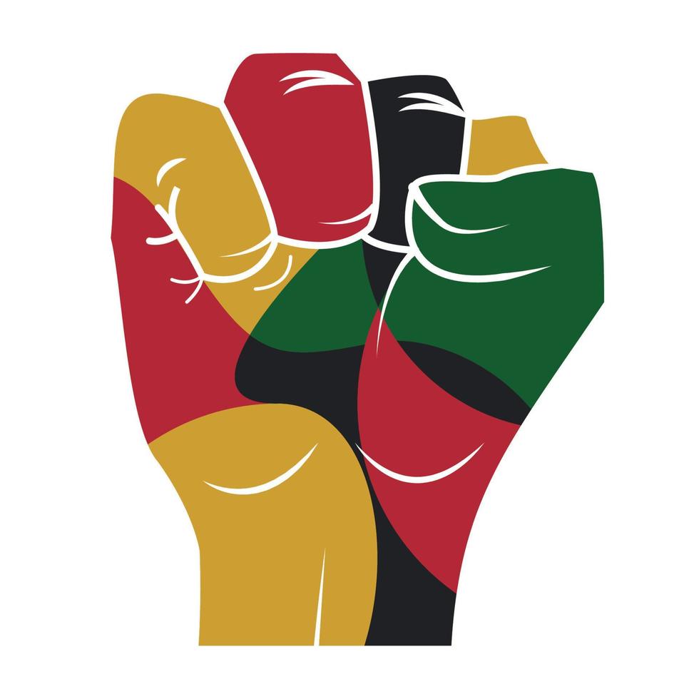 puño africano con bandera de colores vector