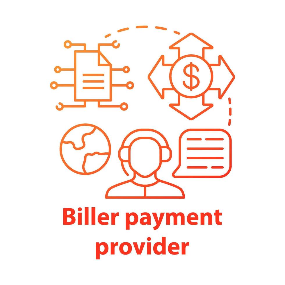 Biller payment provider concept icon. Billing idea thin line illustration. Invoice providing. E-payment for services. Financial customer service. Vector isolated outline drawing. Editable stroke