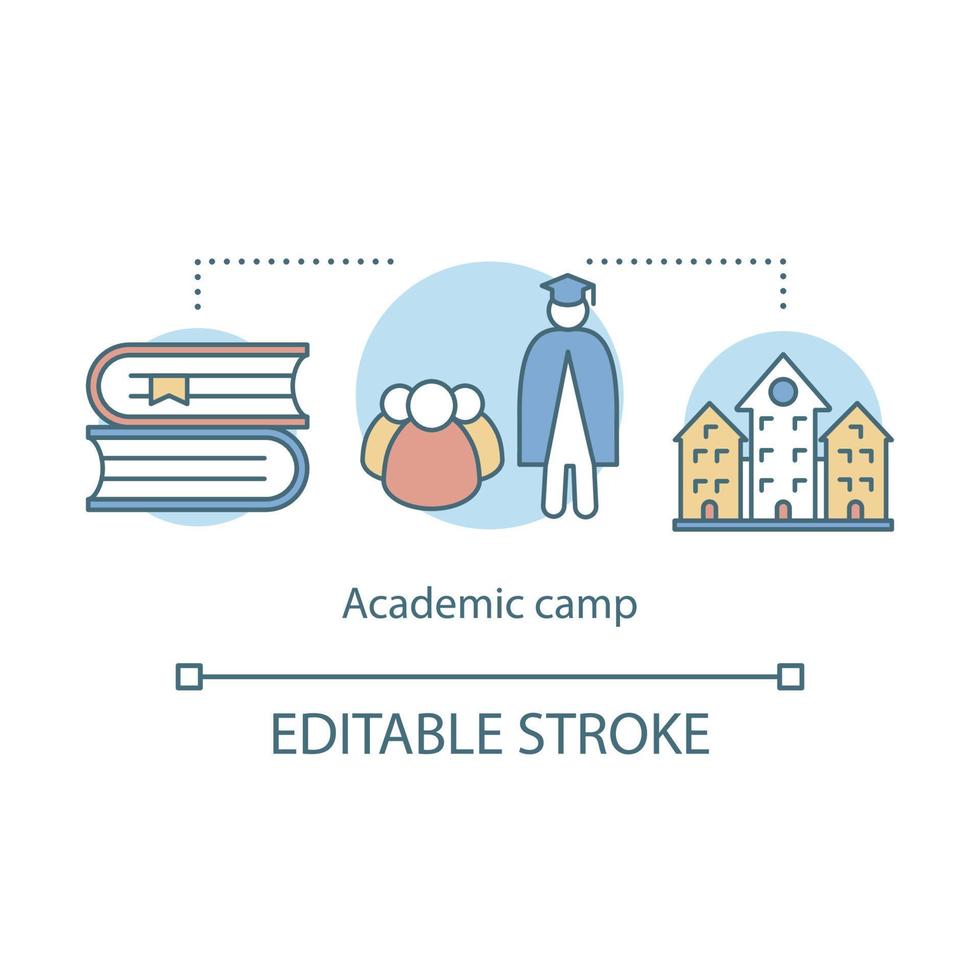 Academic, university camp concept icon. Educational club, community idea thin line illustration. Sharing learning experience. College facility. Vector isolated outline drawing. Editable stroke