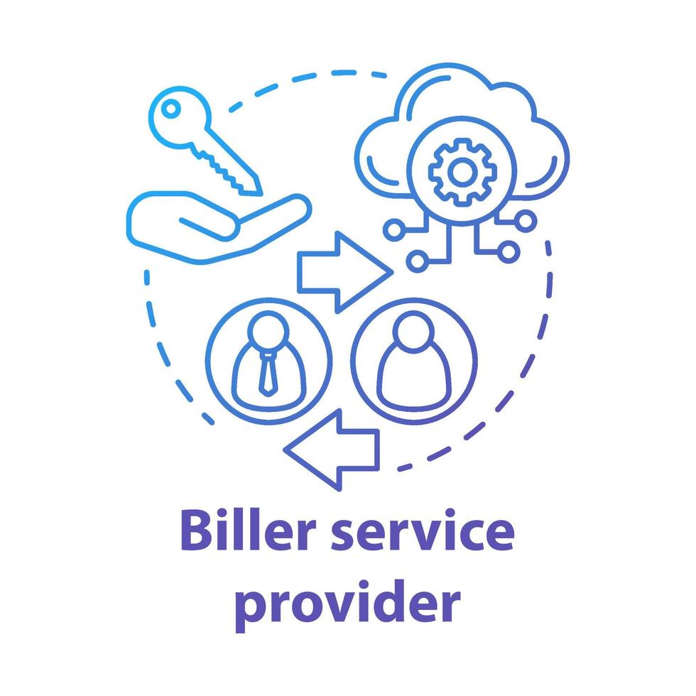 iller service provider concept icon. Billing idea thin line illustration. Services provision. E-payment for services. Vector isolated outline drawing. Invoice providing. Editable stroke