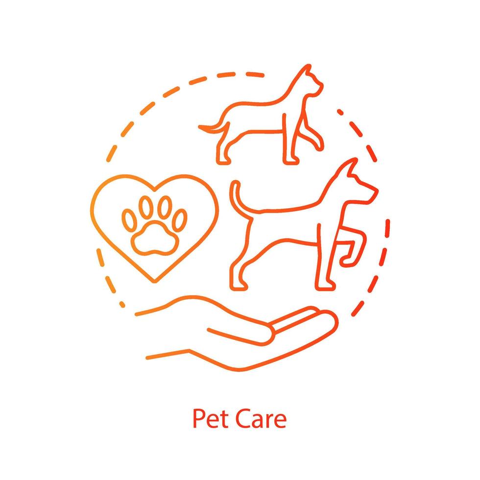 Pet vet clinic concept icon. Domestic animals veterinary hospital idea thin line illustration. Helping injured dogs, cats. Adoption and shelter center. Vector isolated outline drawing. Editable stroke