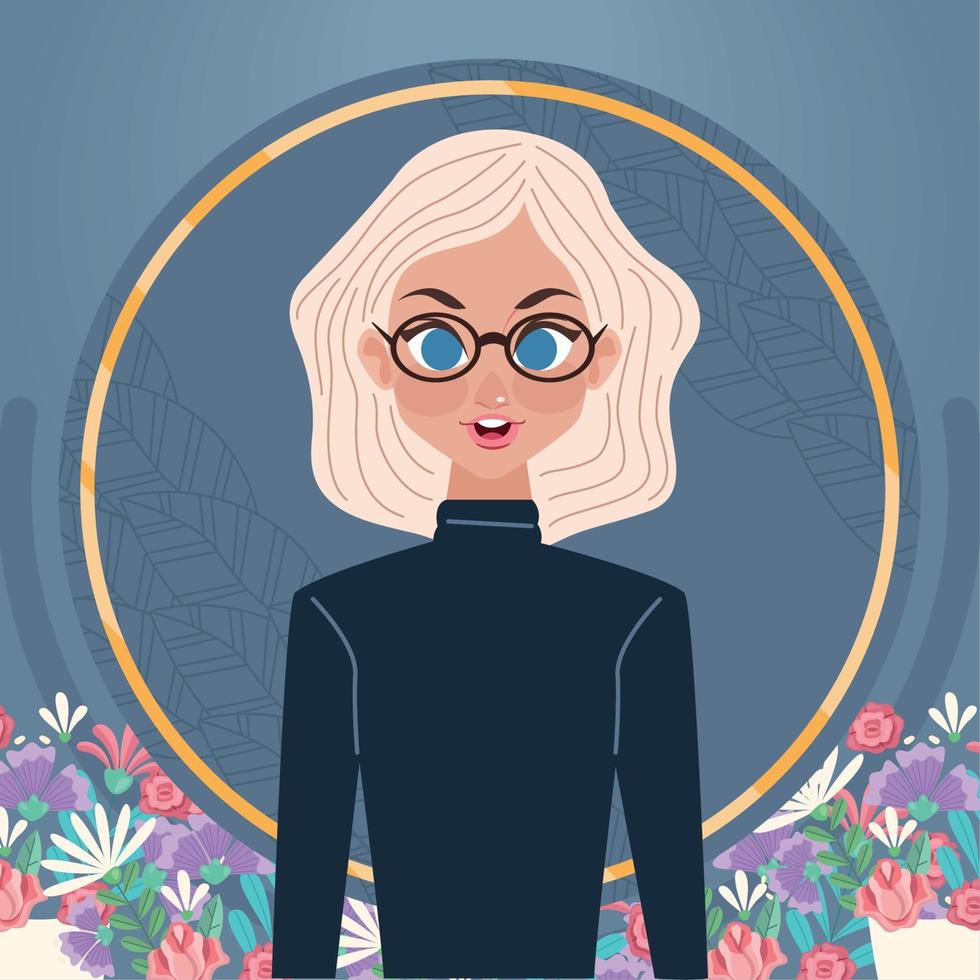 woman in garden vector