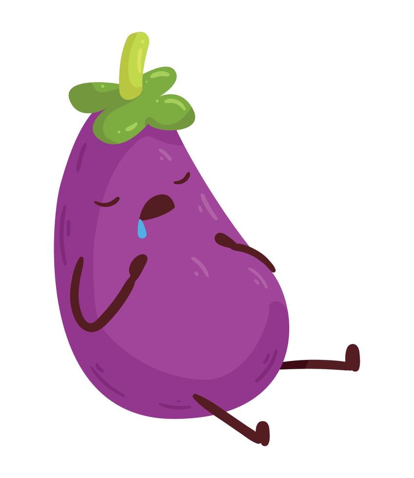 eggplant kawaii food vector