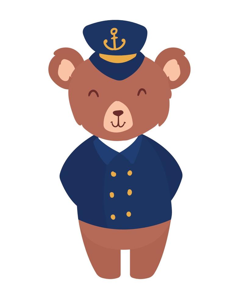 bear sailor with uniform vector