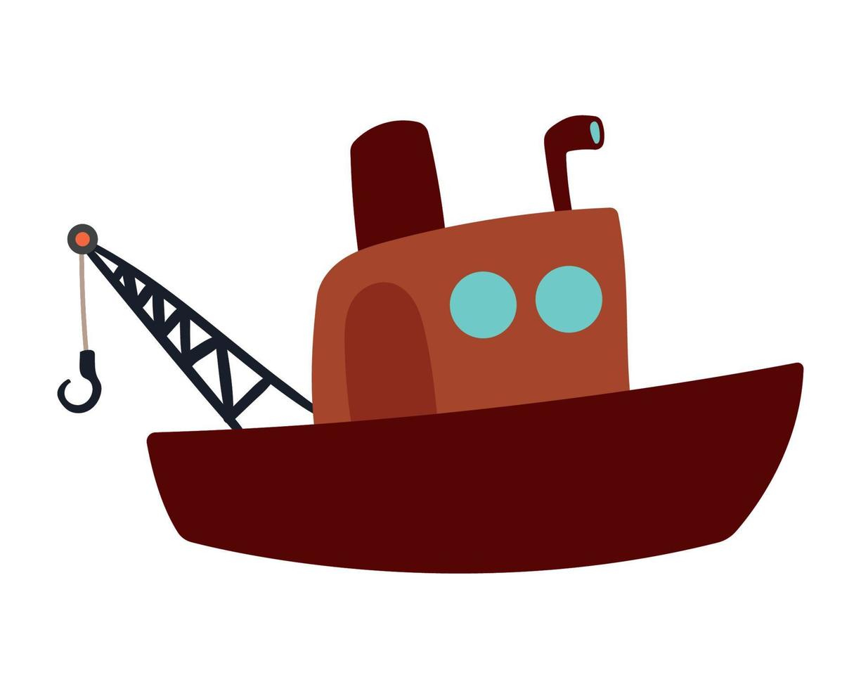 fishing boat with crane vector