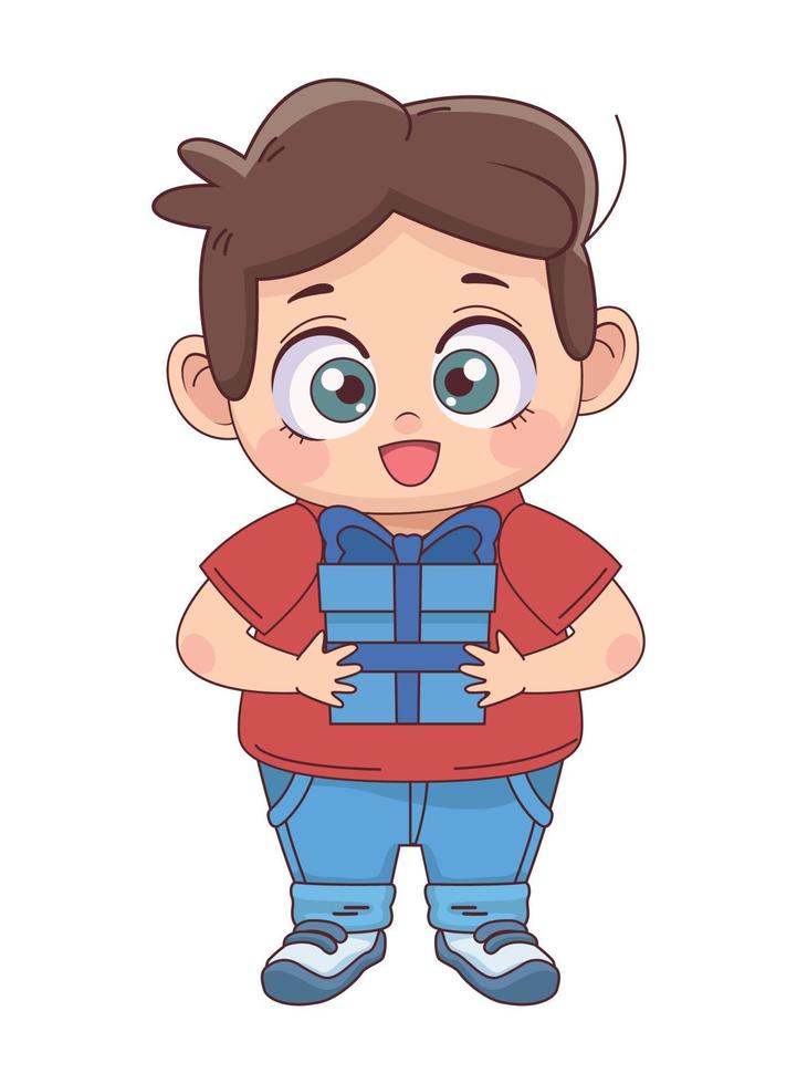 little boy with gift vector