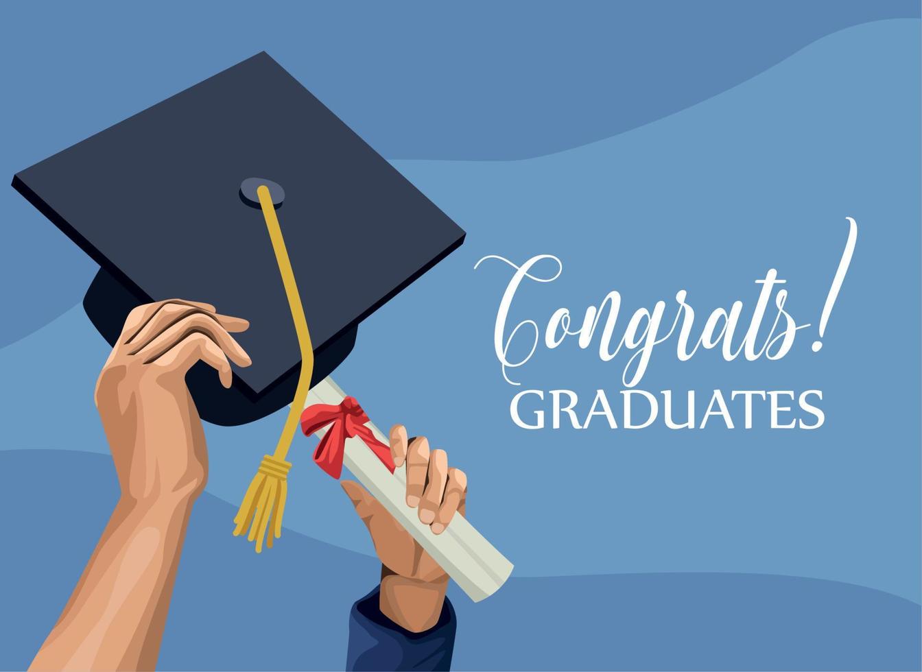 congrats graduates card vector