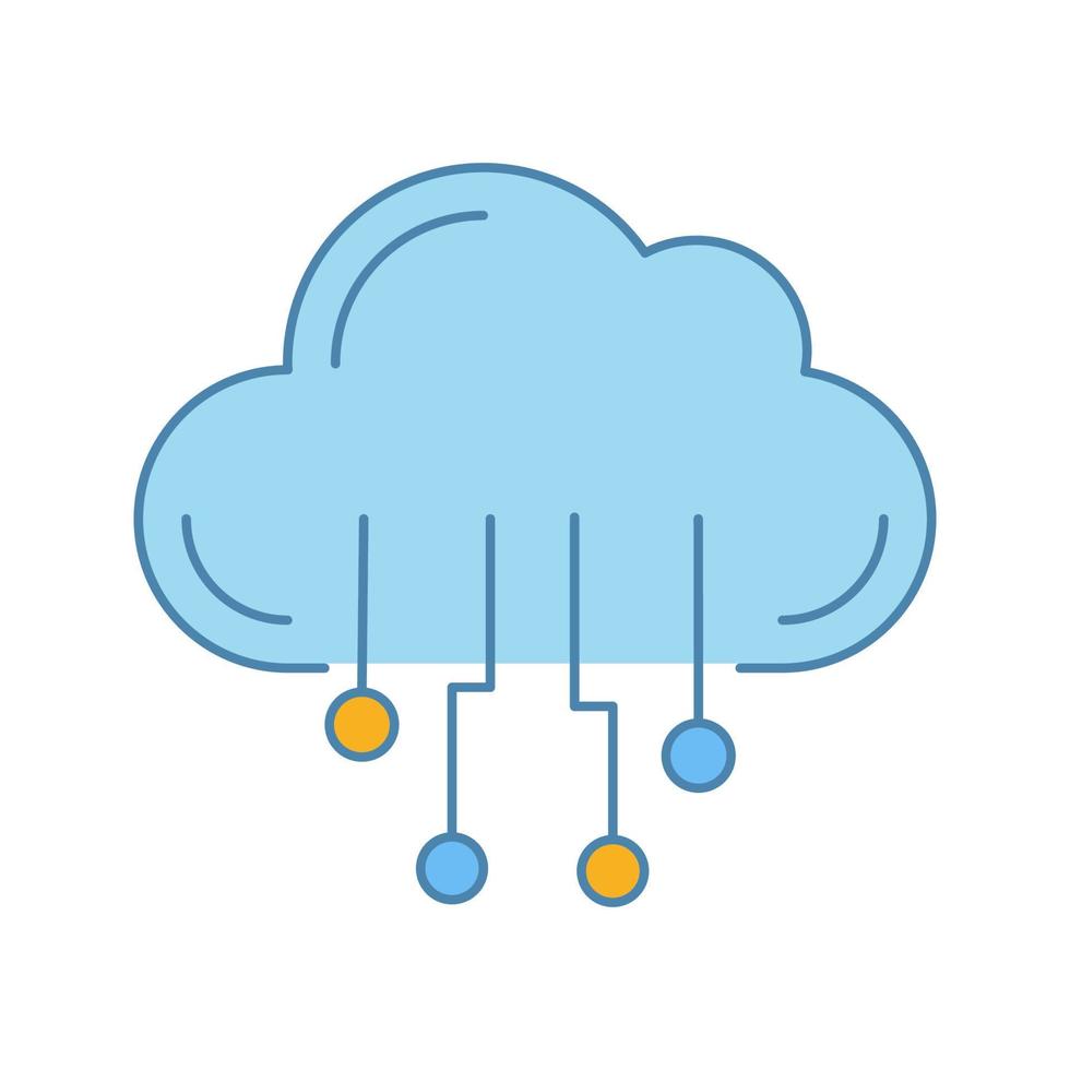 Cloud computing color icon. Data cloud. Cloud network. Big data. Database. Artificial intelligence. Isolated vector illustration