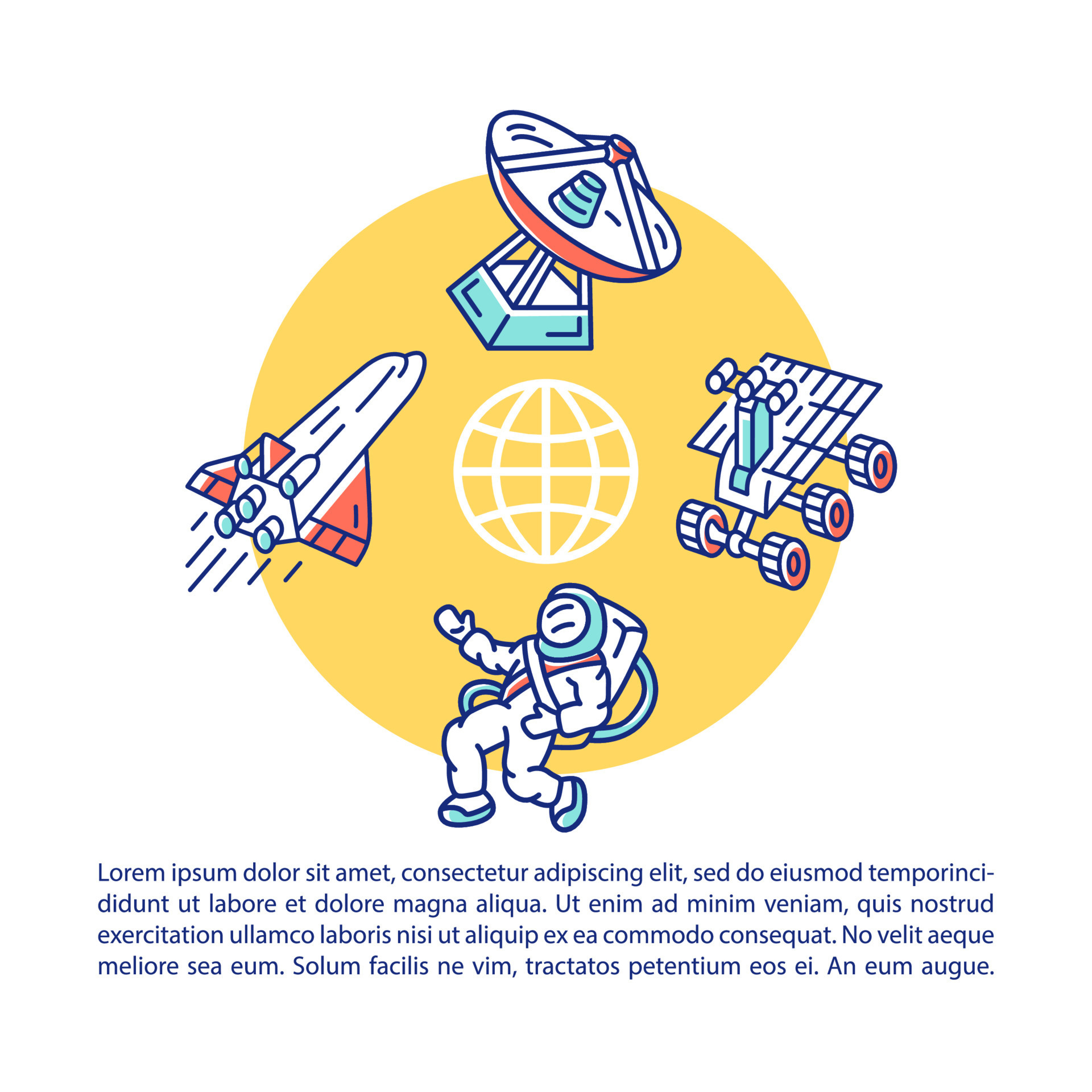 Space travel and transportation article page vector template. Brochure