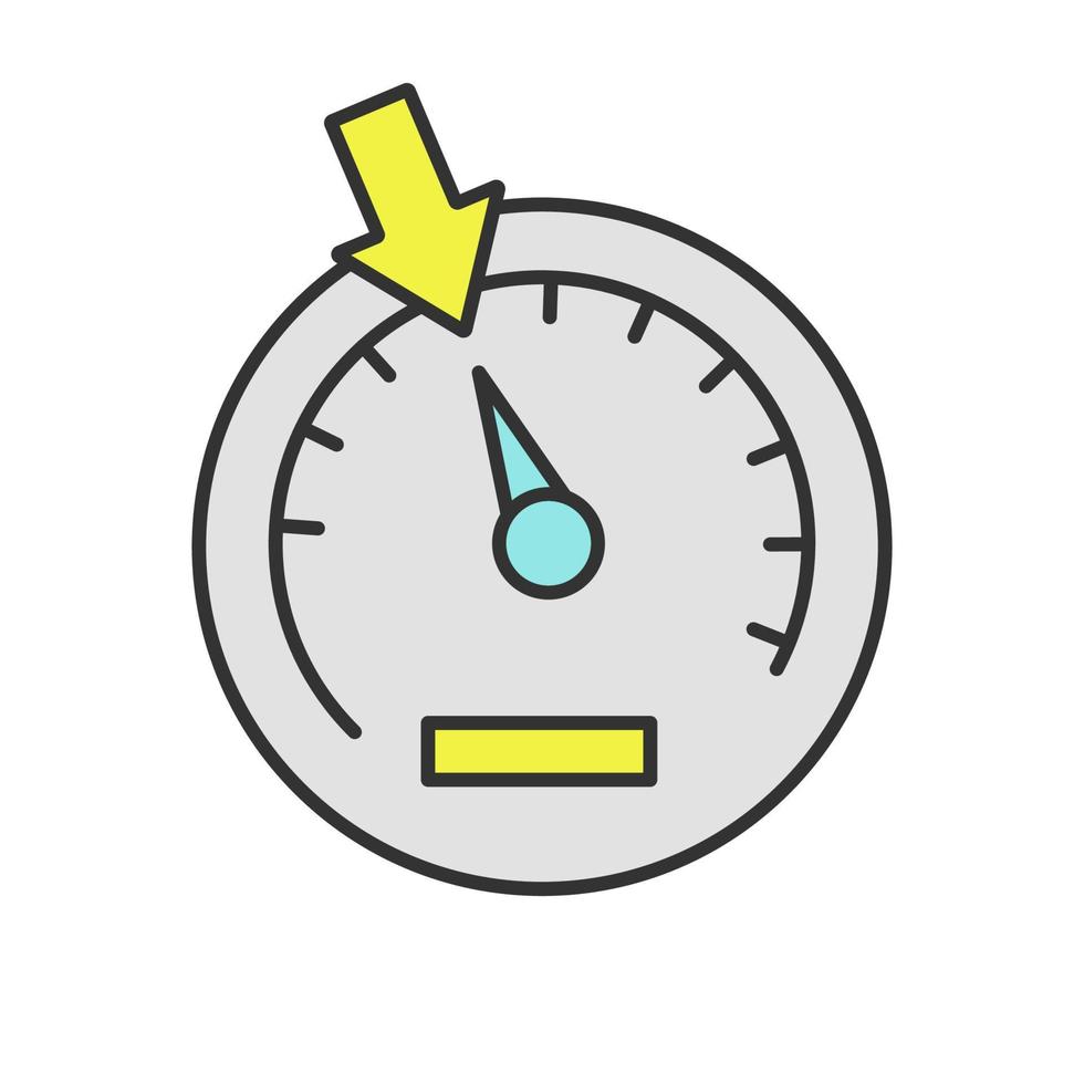 Speedometer color icon. Dashboard. Car instrument panel. Isolated vector illustration