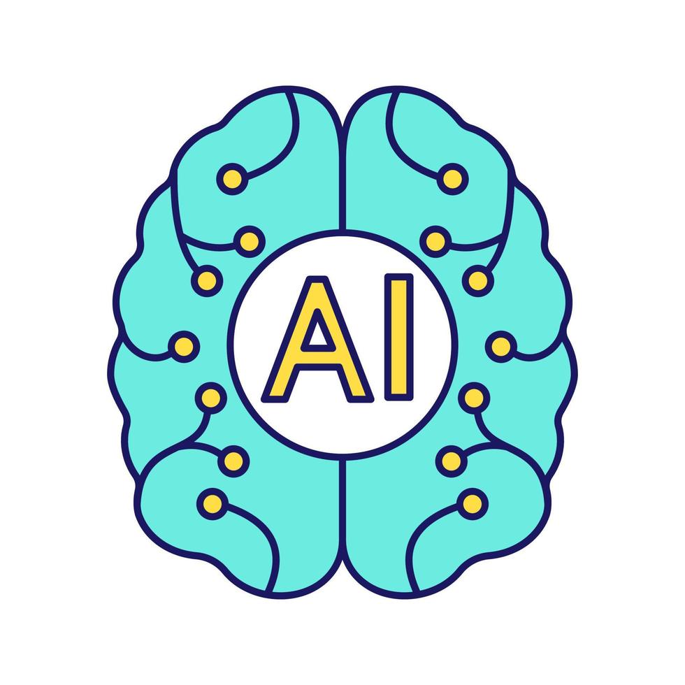 Artificial intelligence color icon. Digital brain. Neurotechnology. AI ...