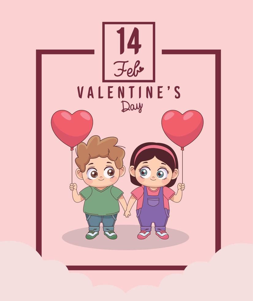 banner de niños del 14 de febrero vector