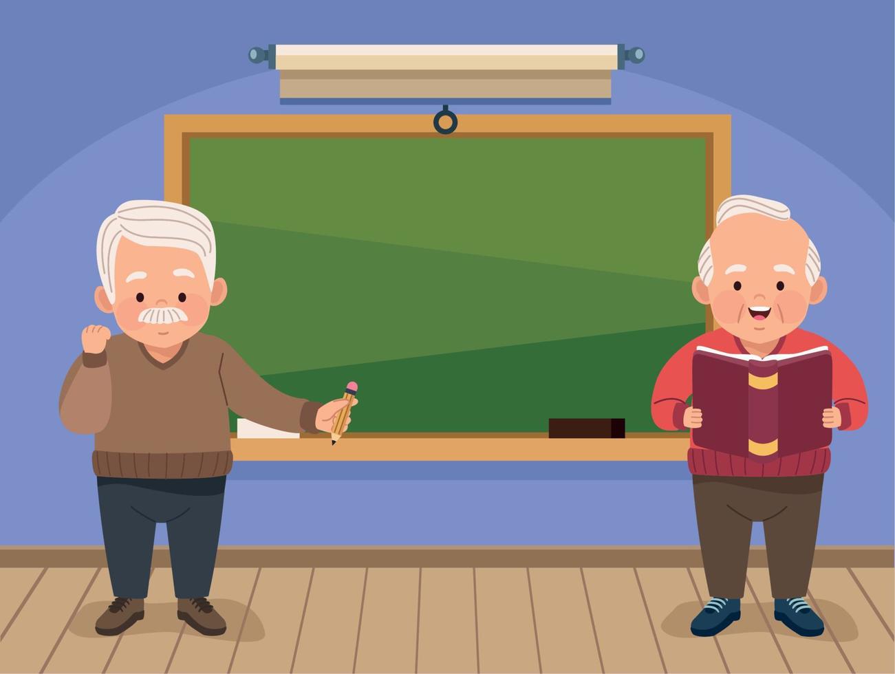 grandfathers couple with chalkboard vector