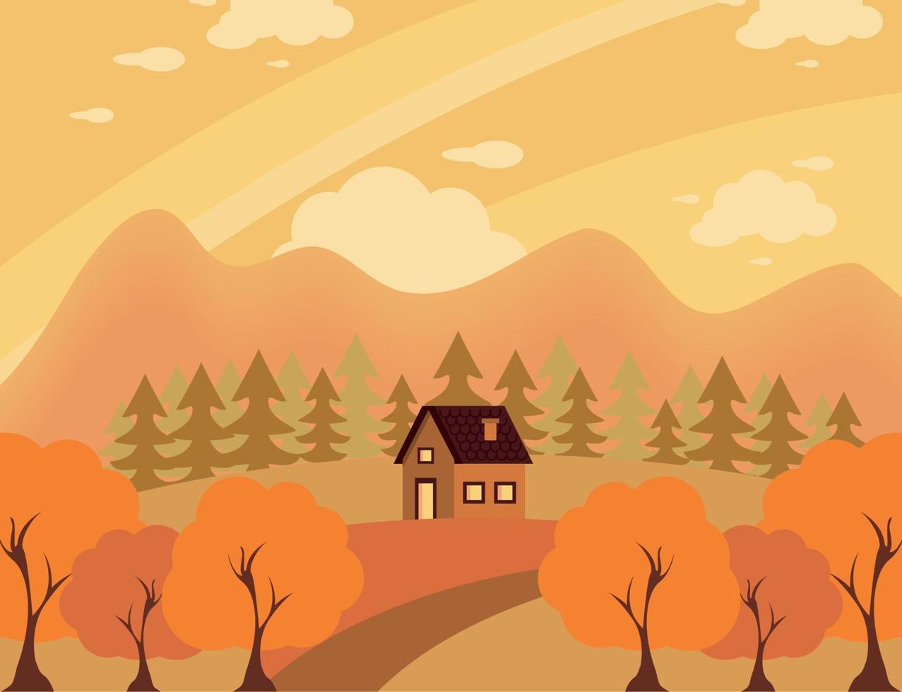 paisaje estacional de otoño vector