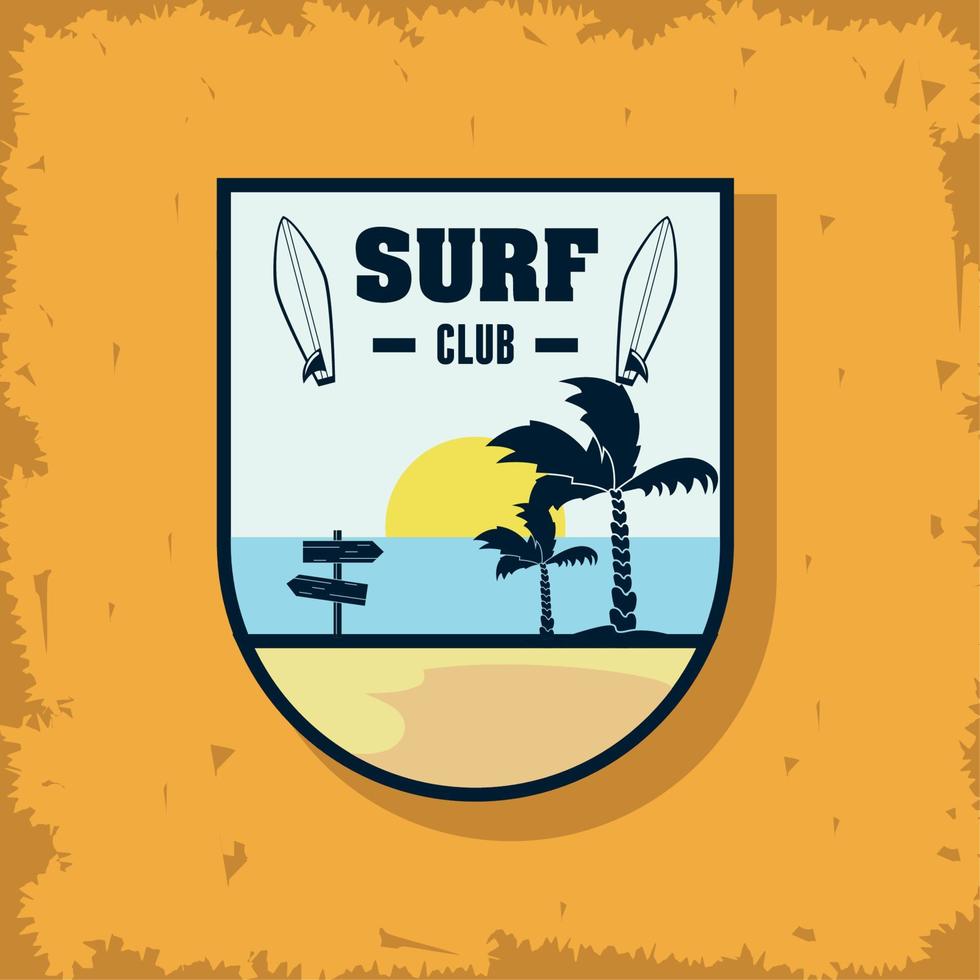 marco de escudo deportivo de surf vector