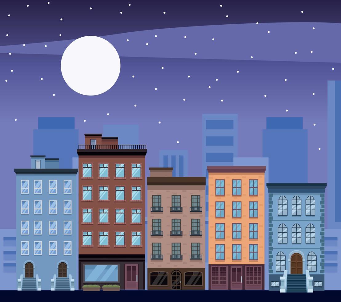 buildings at night cityscape vector