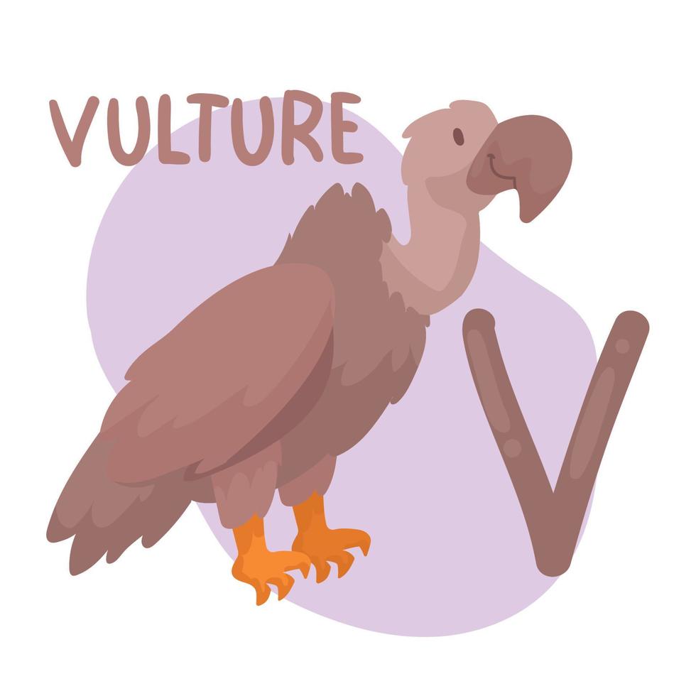 vulture and v letter vector