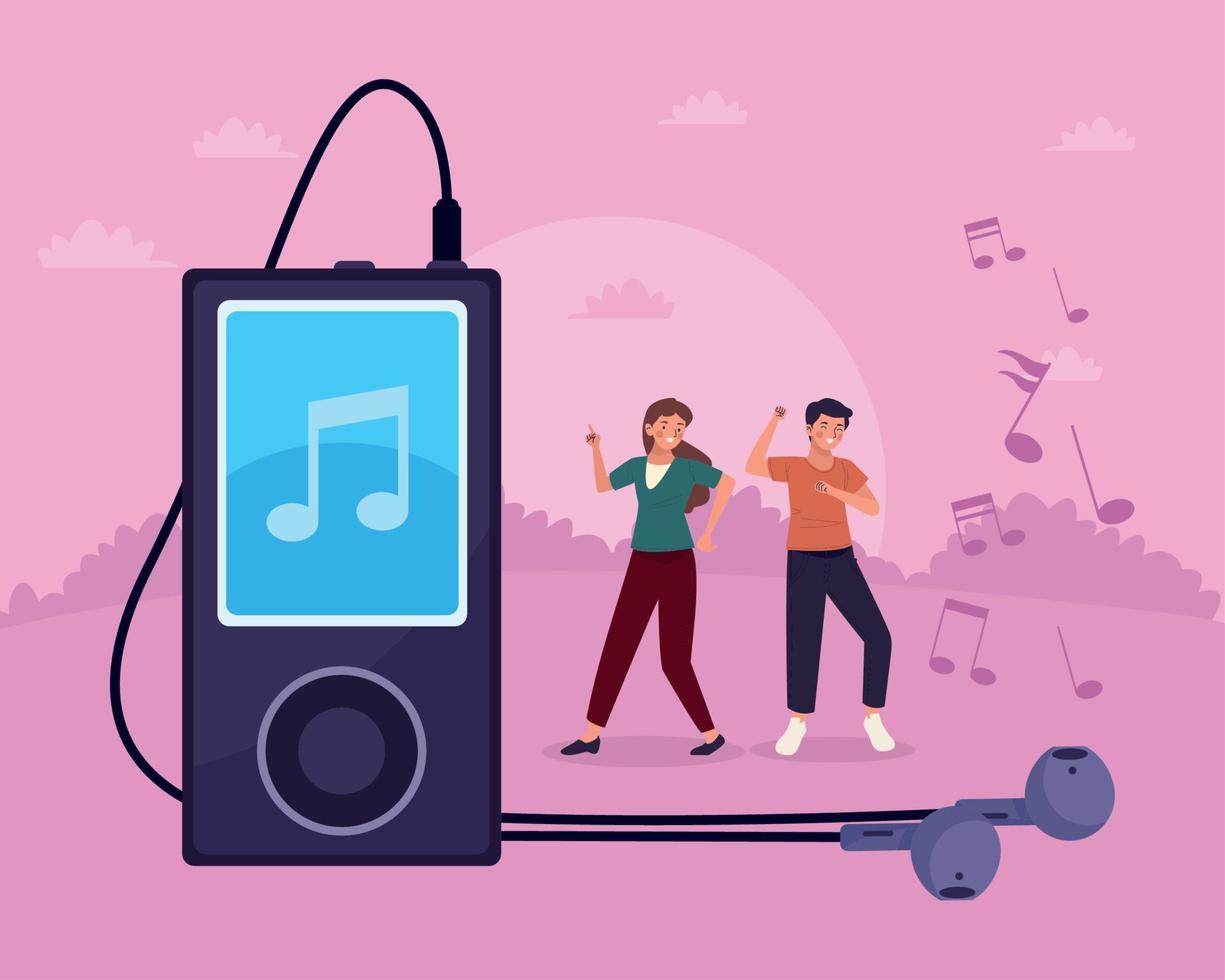 couple dancing with mp3 vector