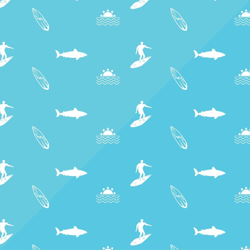 surfers and sharks pattern vector