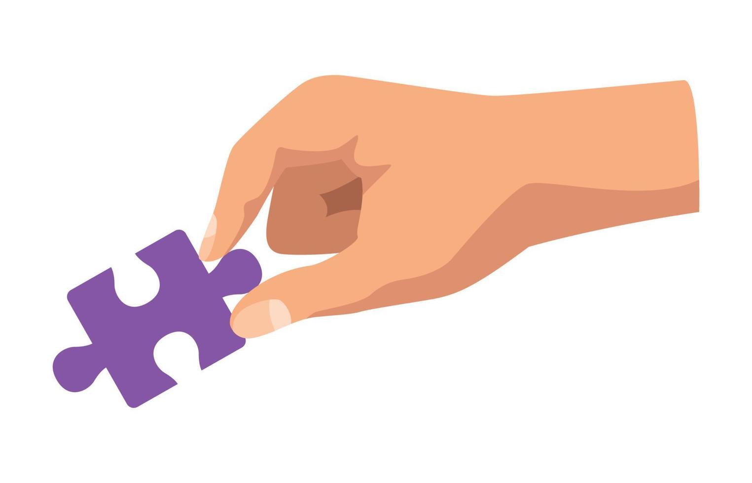 hand with puzzle piece vector