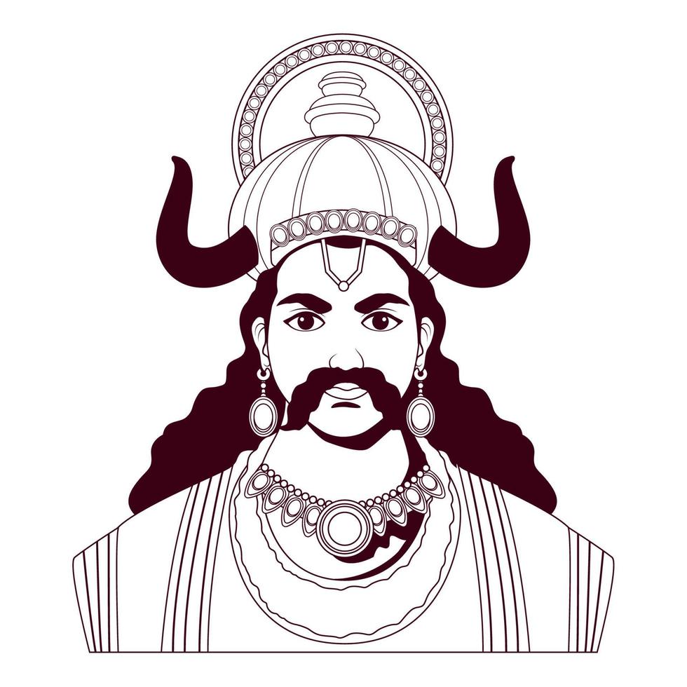 ravana rey de los demonios monocromo vector