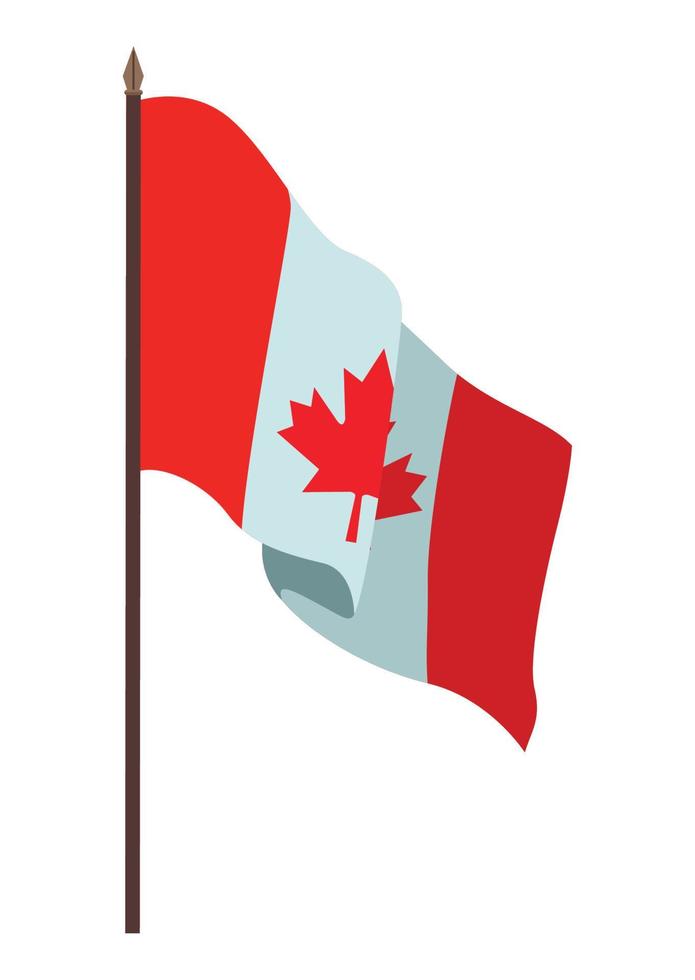 bandera canadiense en el poste vector