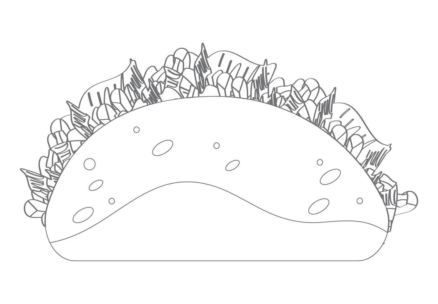 fresh taco mexican sketch vector