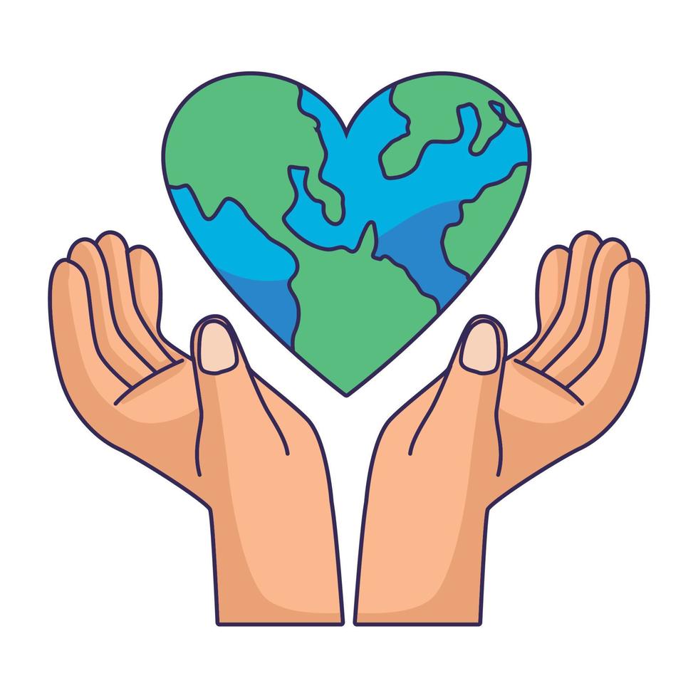 hands protecting heart earth vector