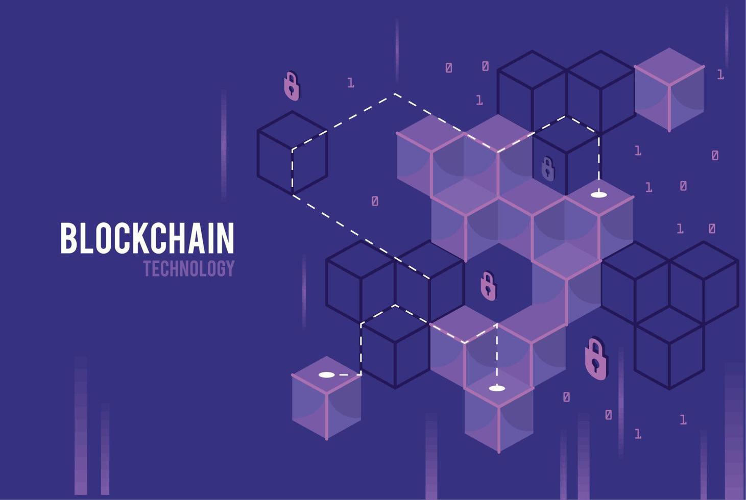 purple blockchain technology background vector