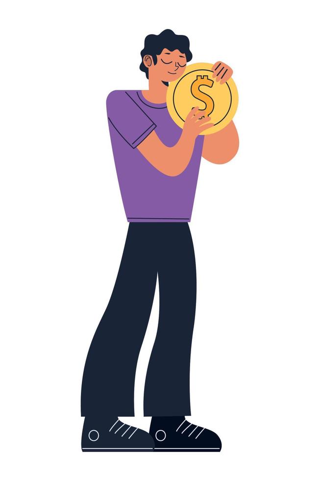 hombre con moneda vector