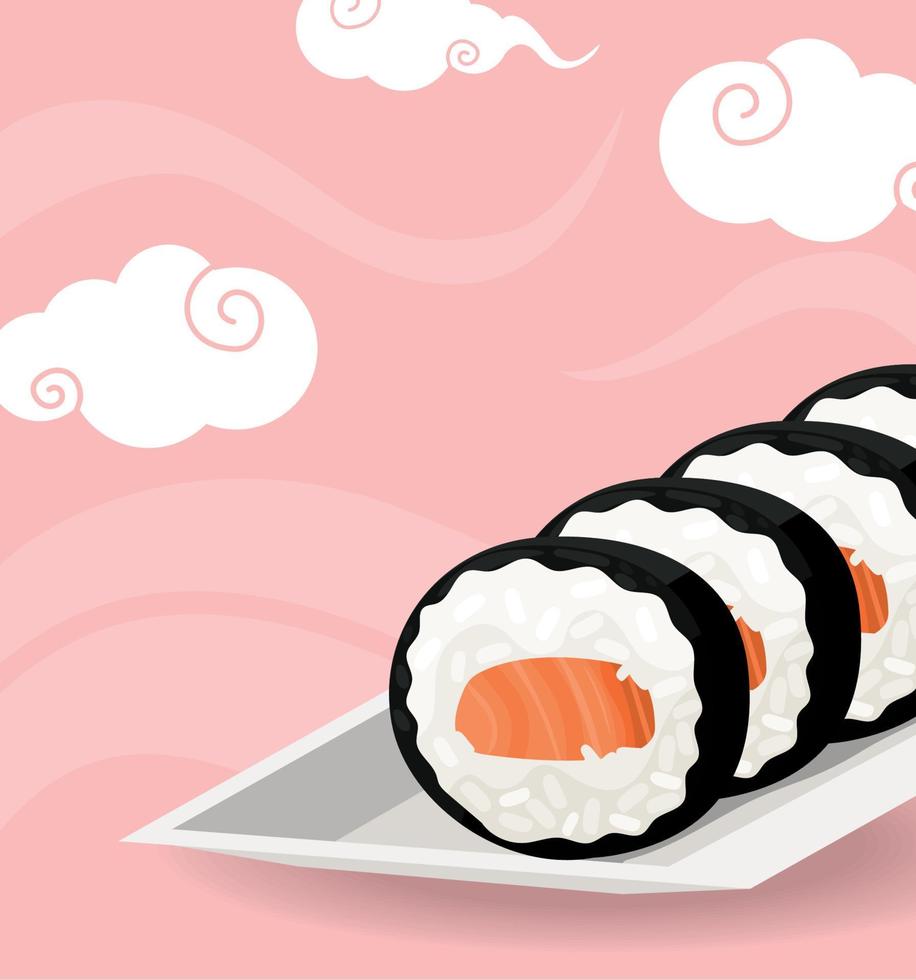 sushi japanese food poster vector