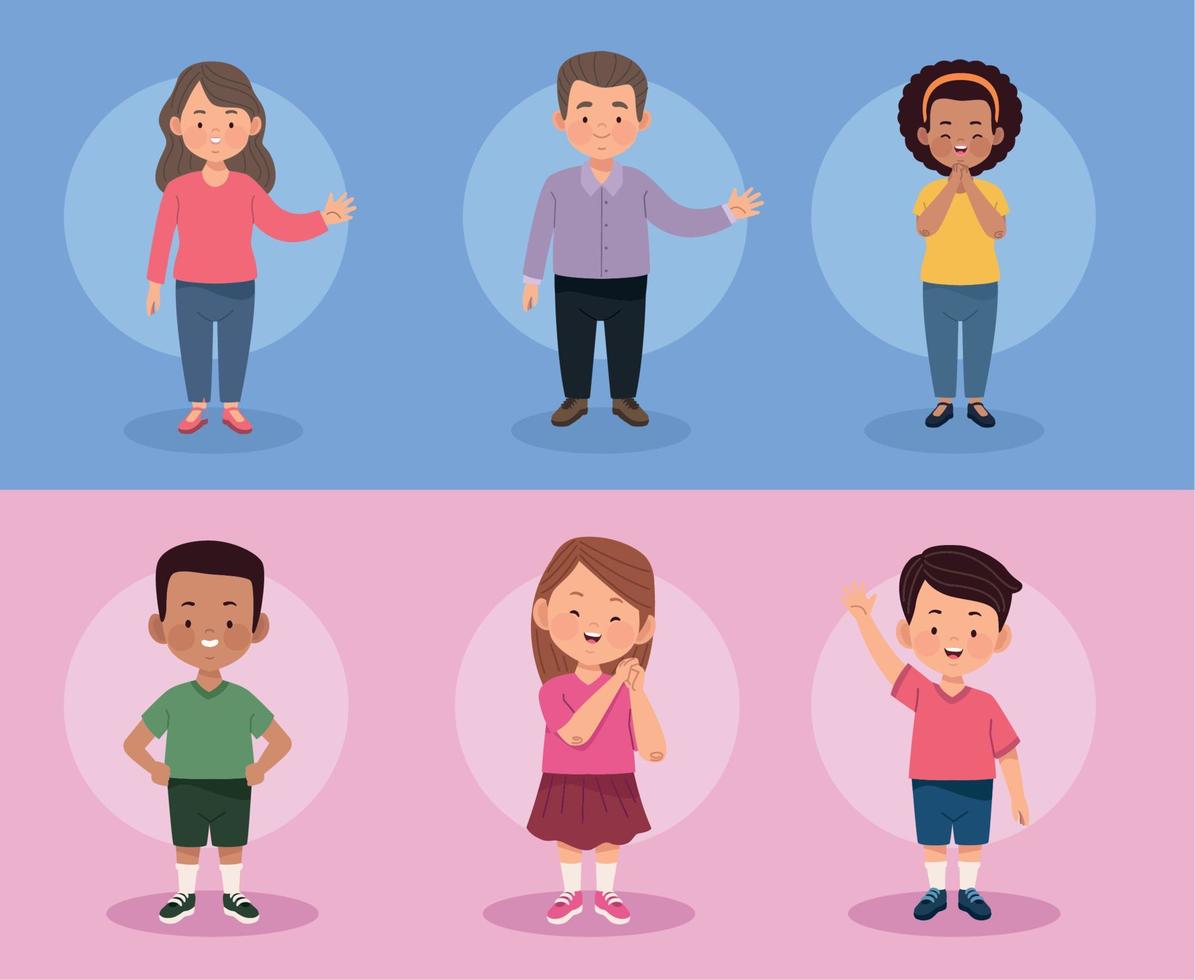 family members six characters vector