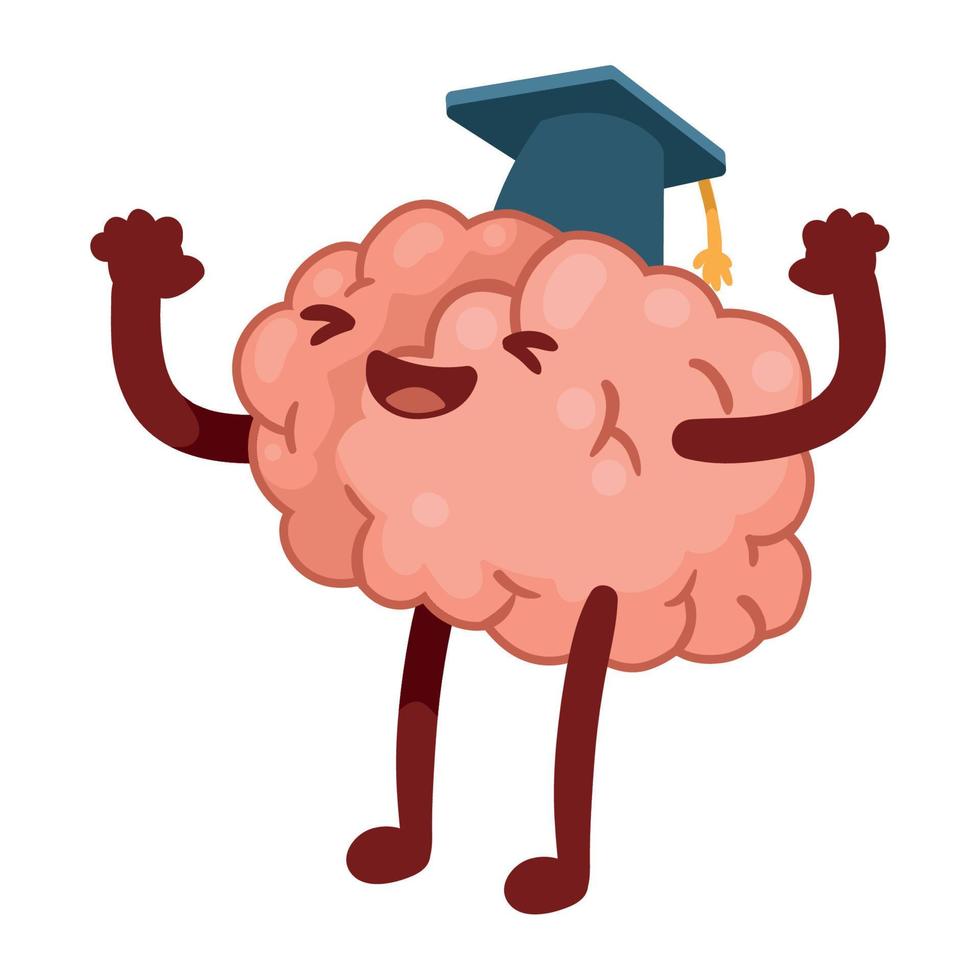 brain graduated comic character vector