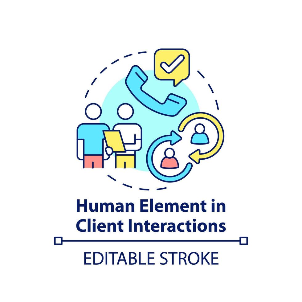 Human element in client interactions concept icon. Customer behavior trend abstract idea thin line illustration. Isolated outline drawing. Editable stroke. vector