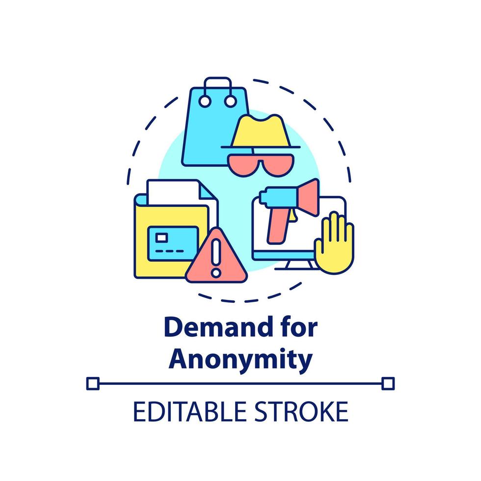 Demand for anonymity concept icon. Privacy. Customer behavior trend abstract idea thin line illustration. Isolated outline drawing. Editable stroke. vector