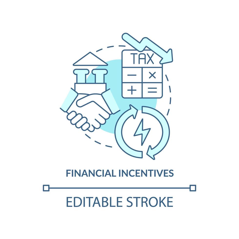 Financial incentives turquoise concept icon. Successful energy planning abstract idea thin line illustration. Tax credits. Isolated outline drawing. Editable stroke. vector