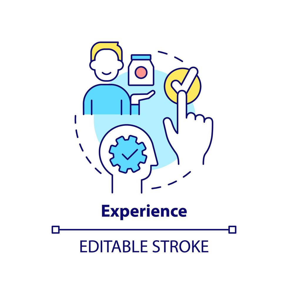Experience concept icon. Service and goods perception. Product need abstract idea thin line illustration. Isolated outline drawing. Editable stroke. vector