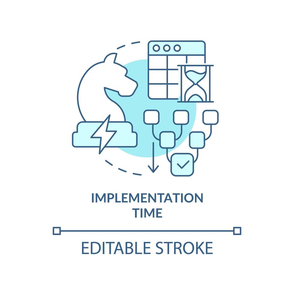 Implementation time turquoise concept icon. Robust energy strategy abstract idea thin line illustration. Coordination. Isolated outline drawing. Editable stroke. vector