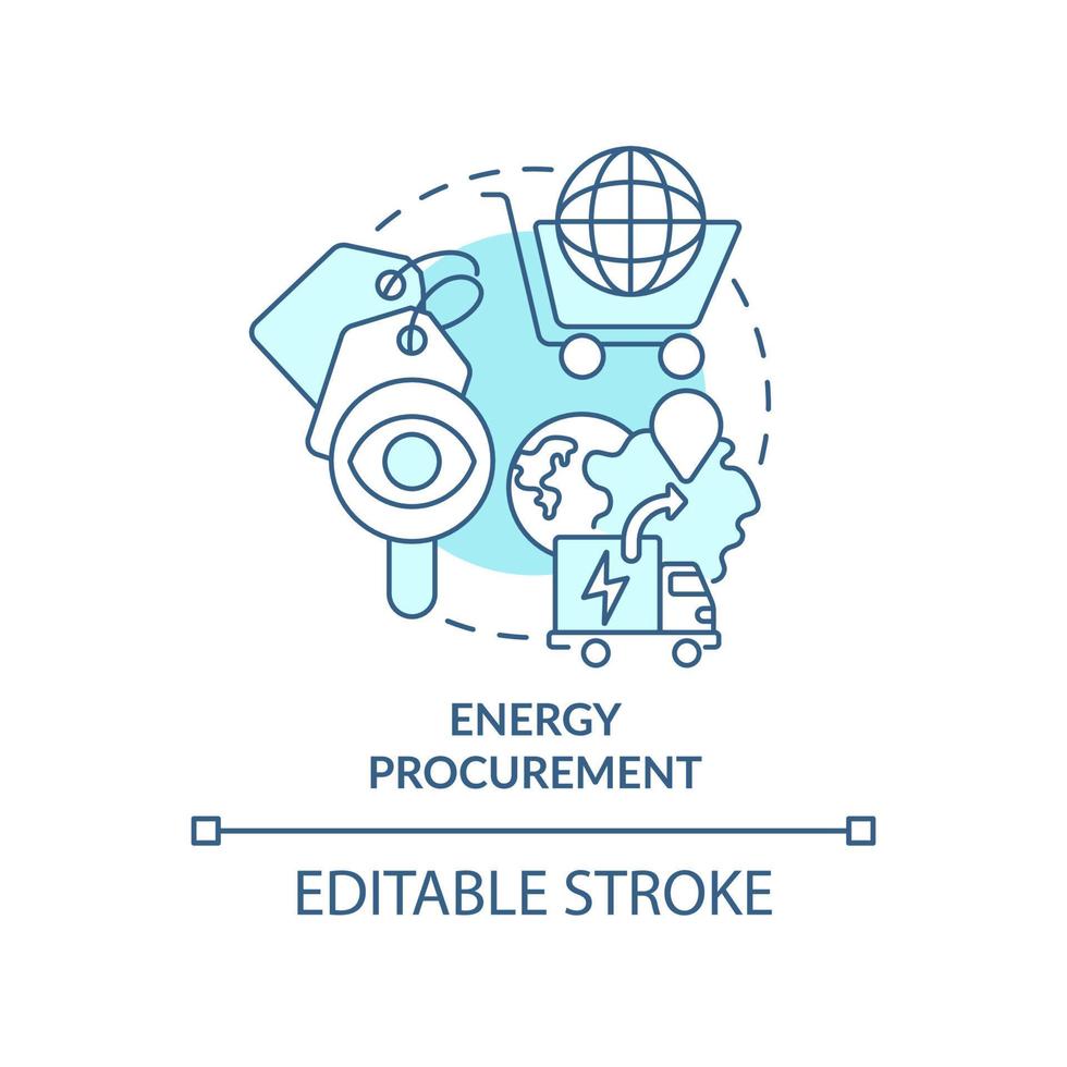 Icono de concepto turquesa de adquisición de energía. plan de energía estratégica idea abstracta ilustración de línea delgada. satisfacer necesidades. dibujo de contorno aislado. trazo editable. vector