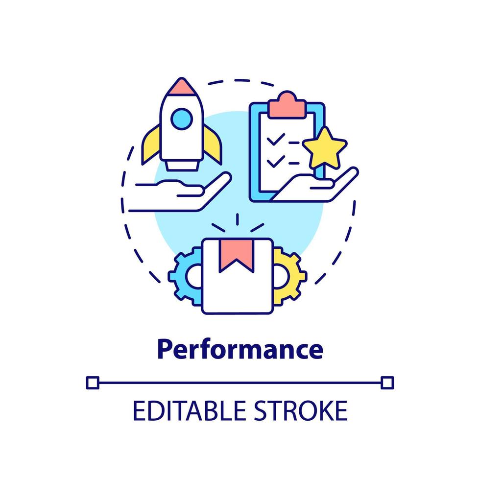 Performance concept icon. Goods and service quality. Product need abstract idea thin line illustration. Isolated outline drawing. Editable stroke. vector