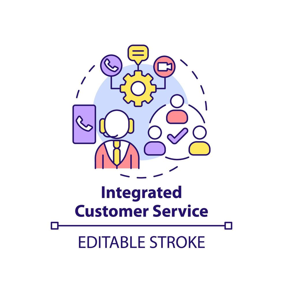 Integrated customer service concept icon. Type of customer service abstract idea thin line illustration. Isolated outline drawing. Editable stroke. vector