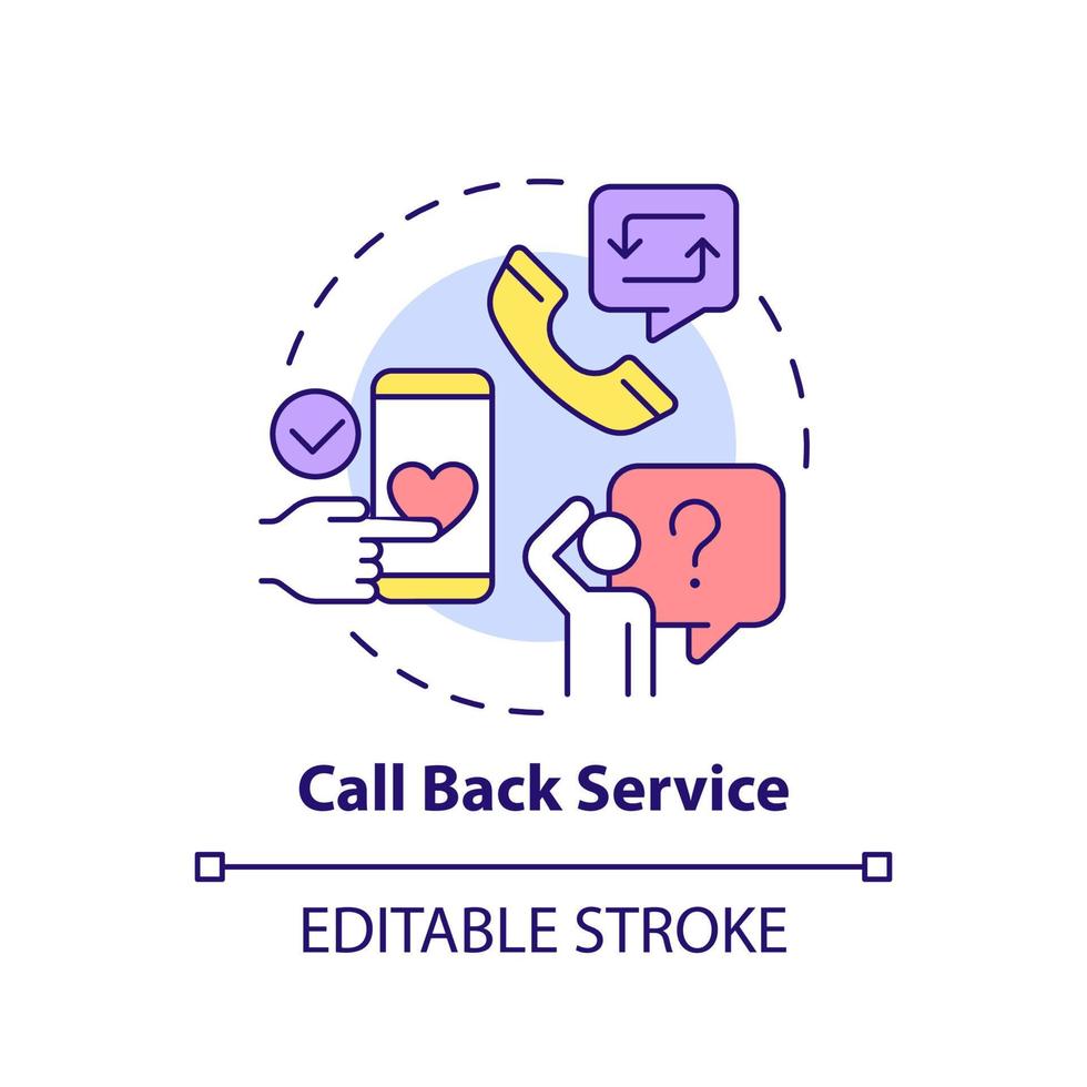 Call back service concept icon. Customer support. Type of customer service abstract idea thin line illustration. Isolated outline drawing. Editable stroke. vector